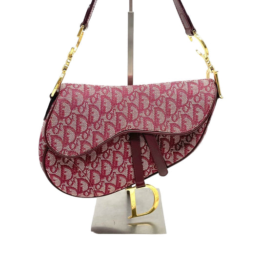Dior Saddle Burgundy Oblique Shoulder Bag Monogram Red