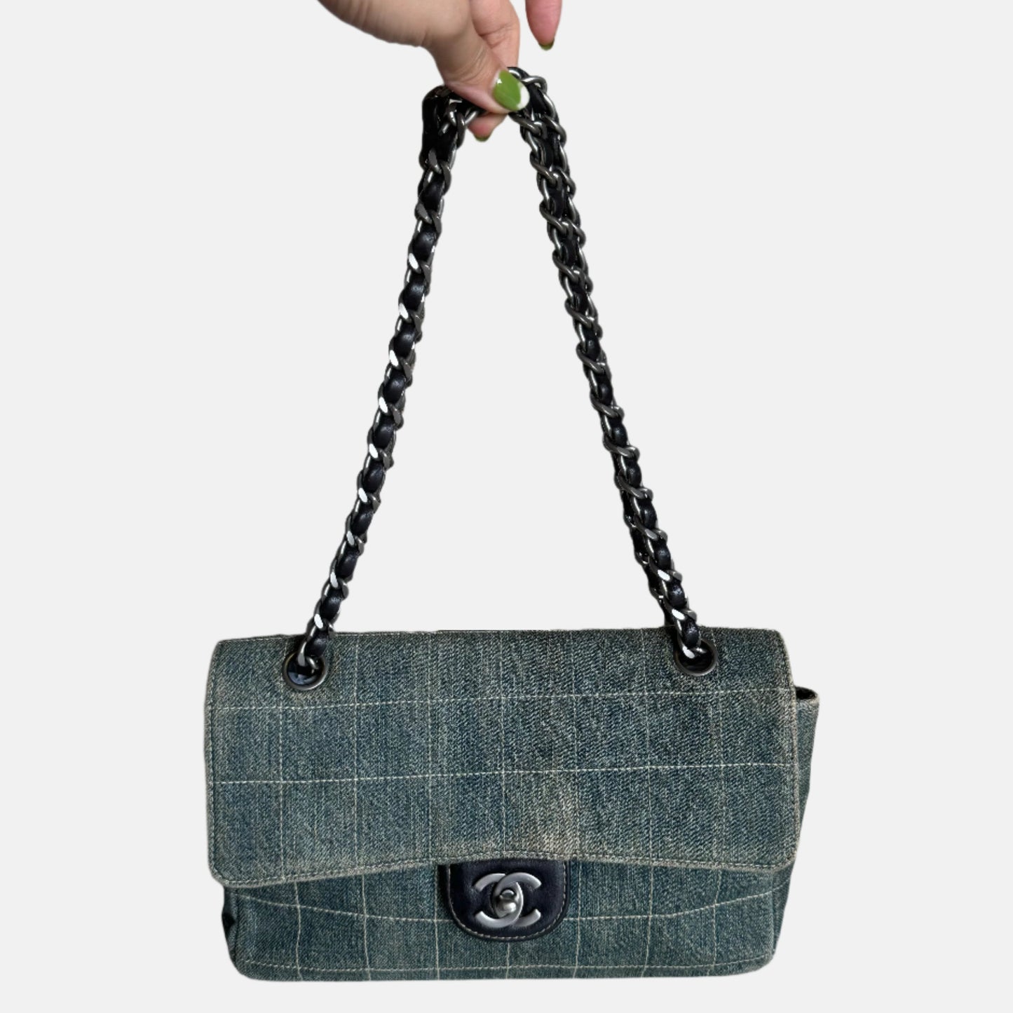 Chanel Ice Cube Chocolate Bar Classic Flap Green Handbag
