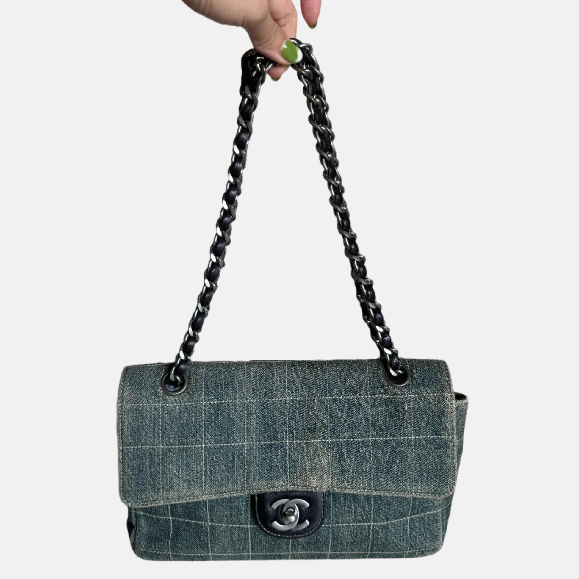 Chanel Ice Cube Chocolate Bar Classic Flap Green Handbag