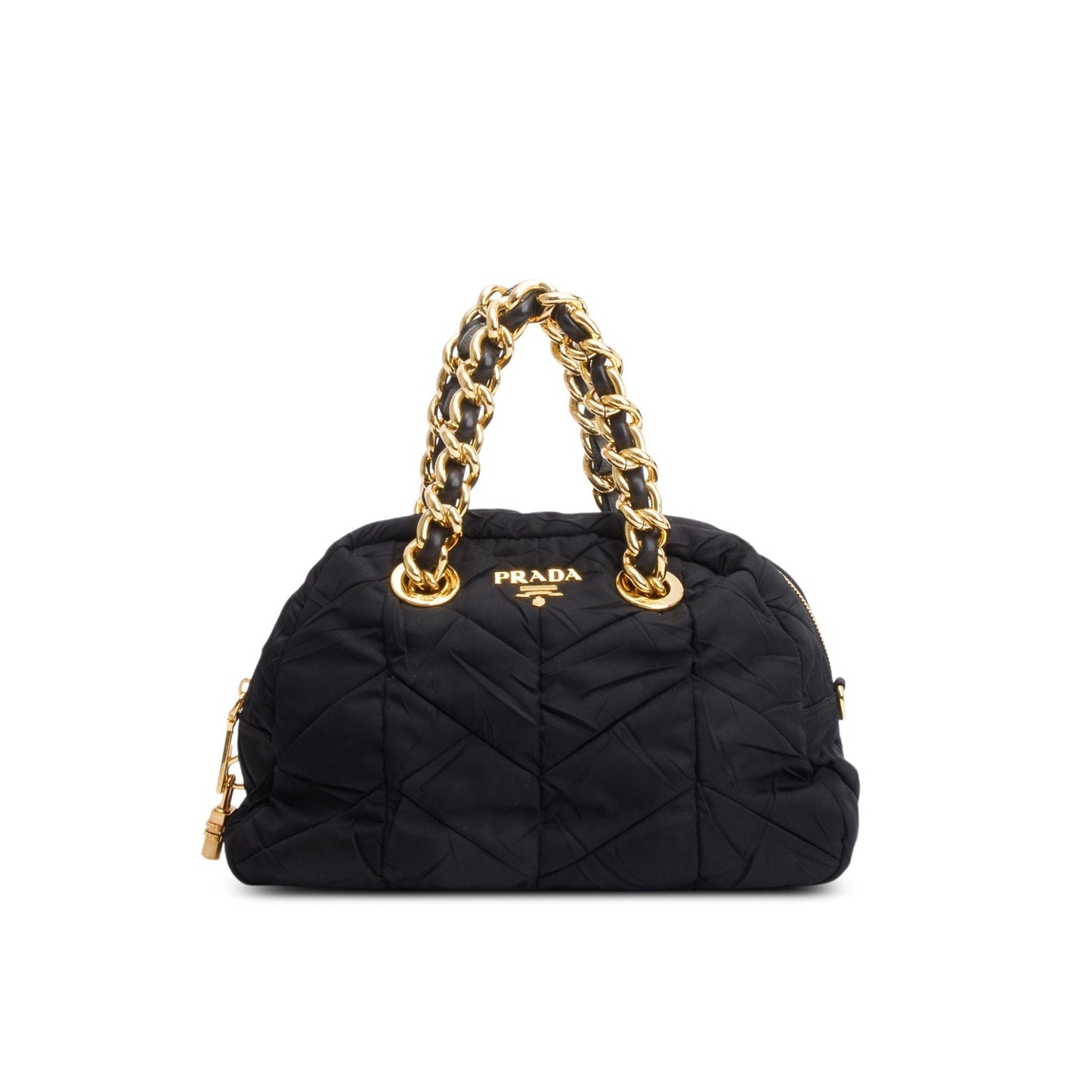 Prada Tessuto Dome Bag Quilted Black Travel Bag