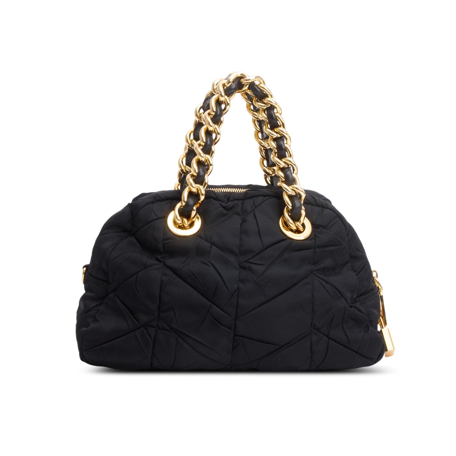 Prada Tessuto Dome Bag Quilted Black Travel Bag