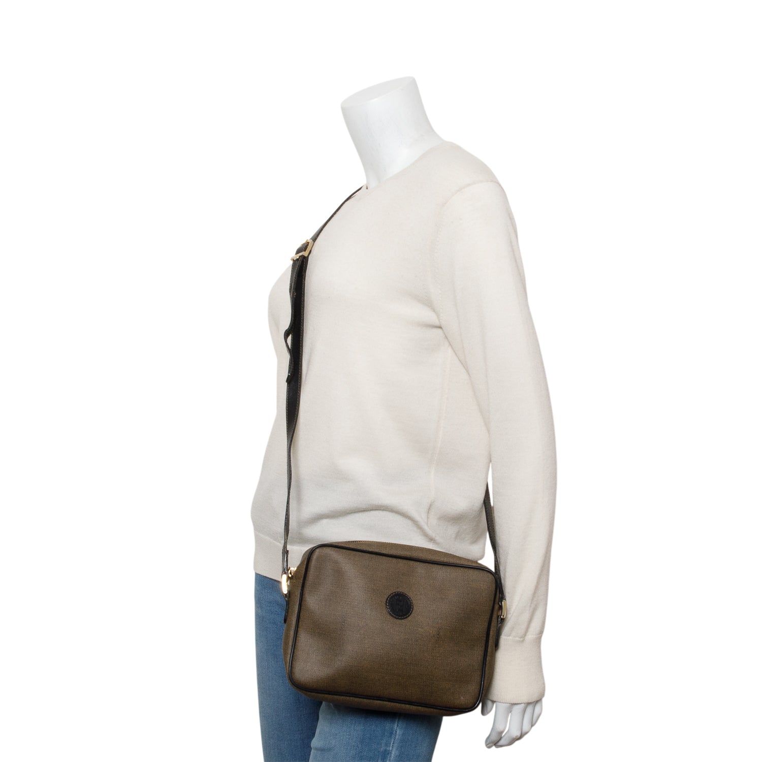 Fendi Crossbody Camera Bag Canvas Brown Crossbody Bag