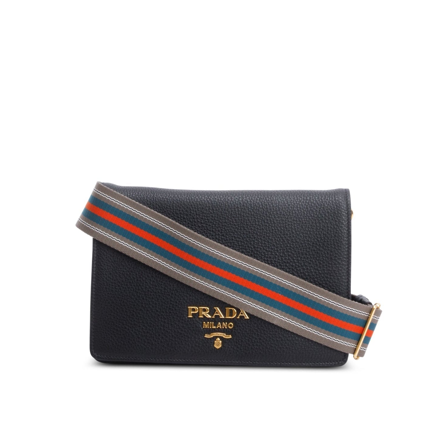 Prada Vitello Daino Phenix Crossbody Bag Black Flap