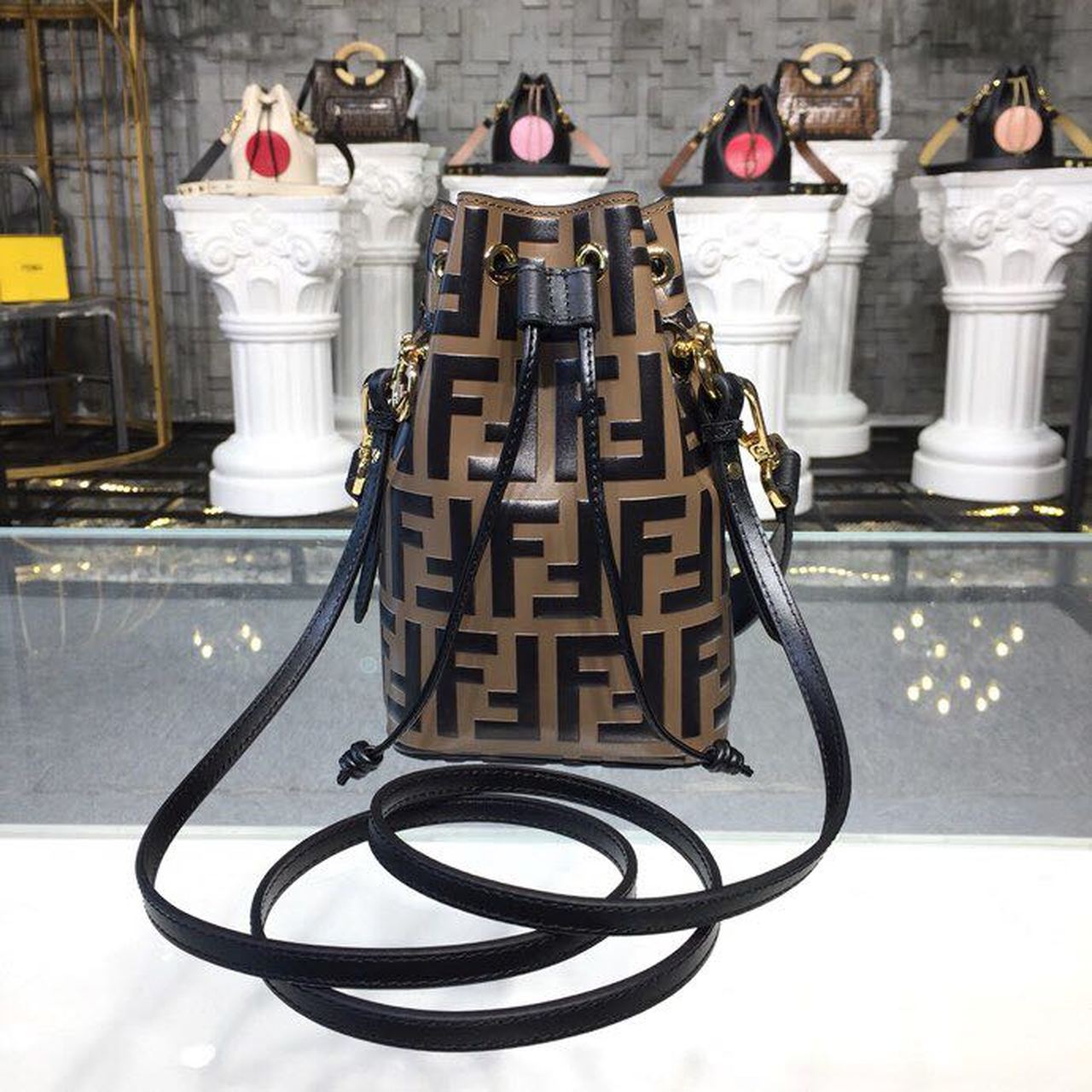 Fendi Top QualityTop Quality Mon Tresor Black Brown FF Crossbody Bag