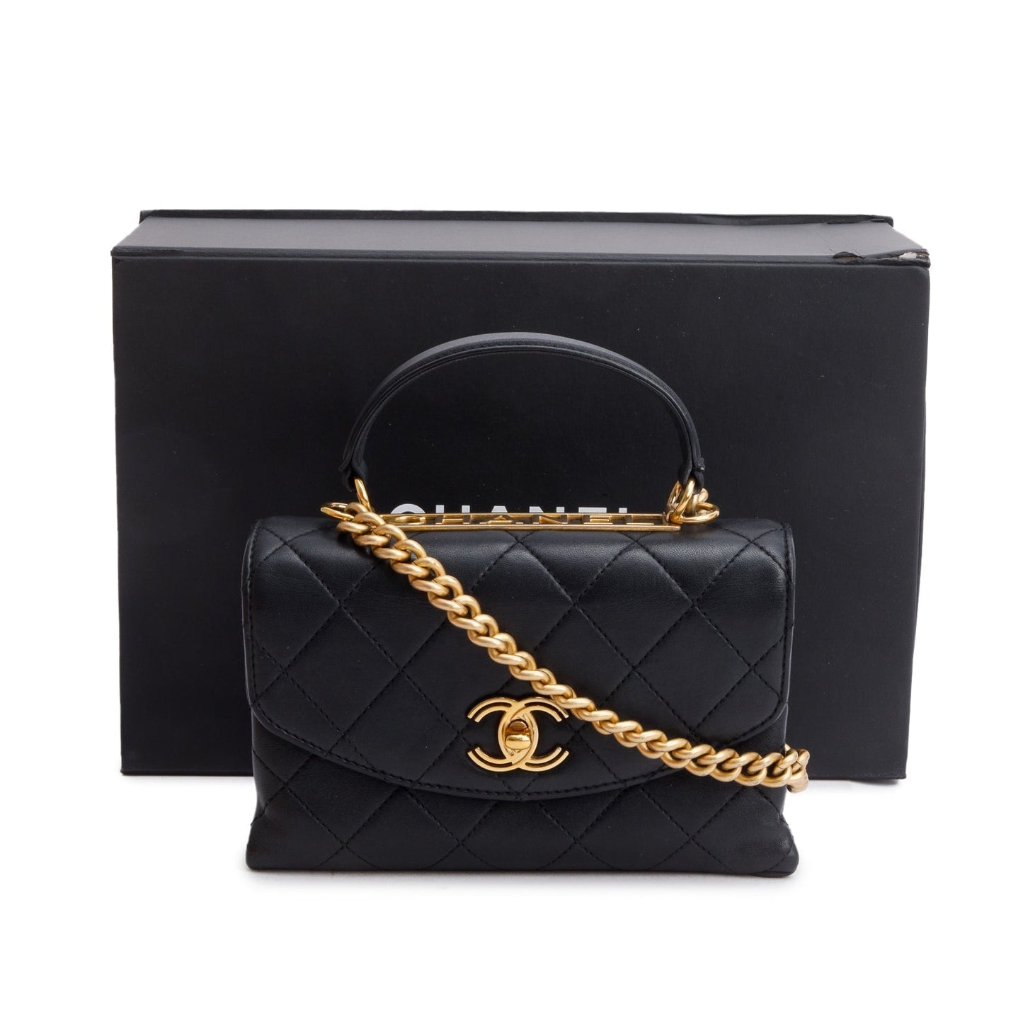 Chanel Quilted Trendy Spirit Flap Handle Lambskin Black Travel Bag