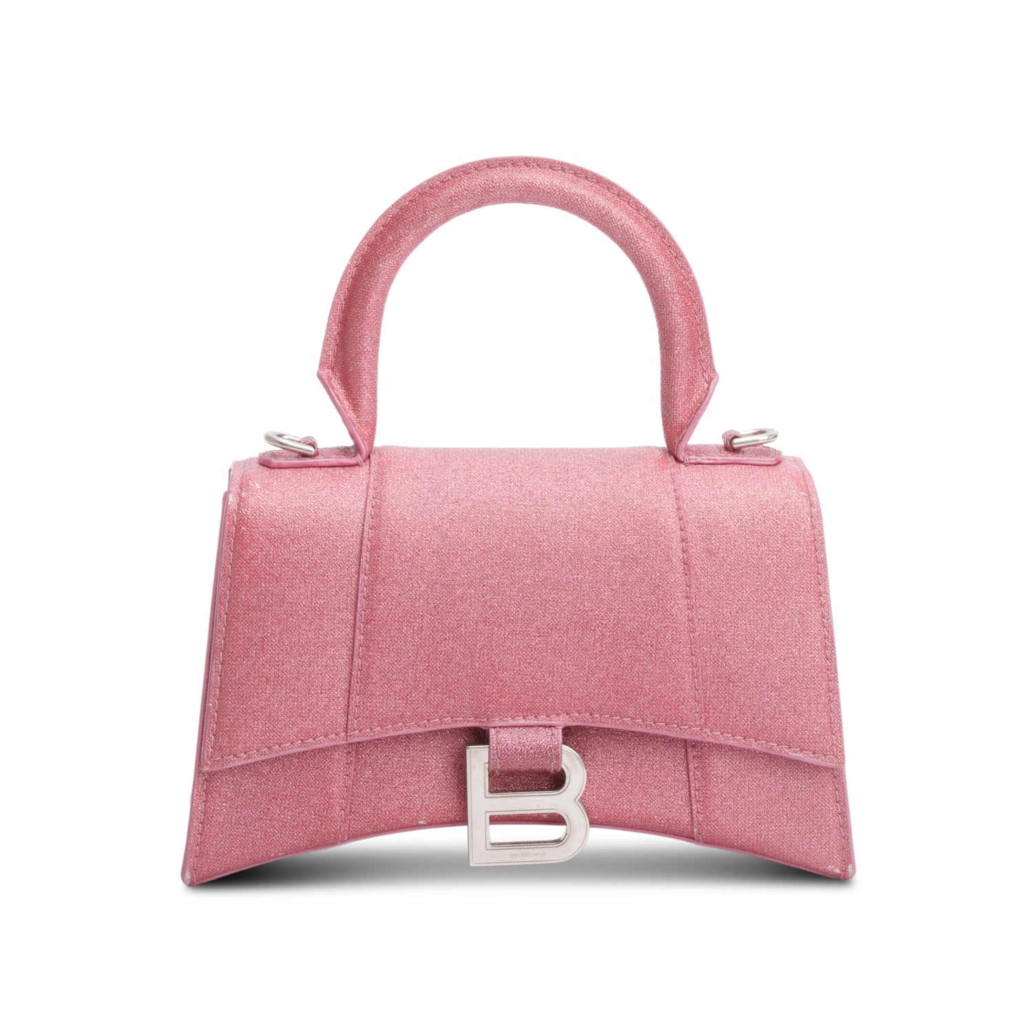 Balenciaga Glitter Xs Hourglass Top Handle Bag Pink Travel Bag