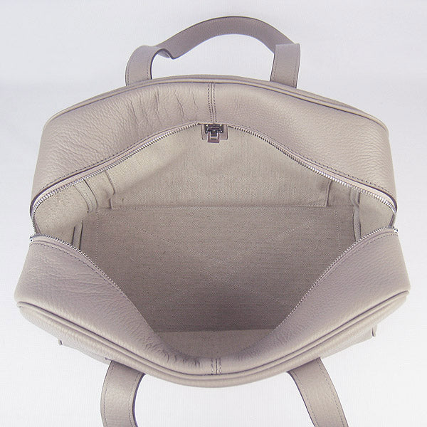 Hermes Luxury Togo Handbag Grey Leather Travel Bag