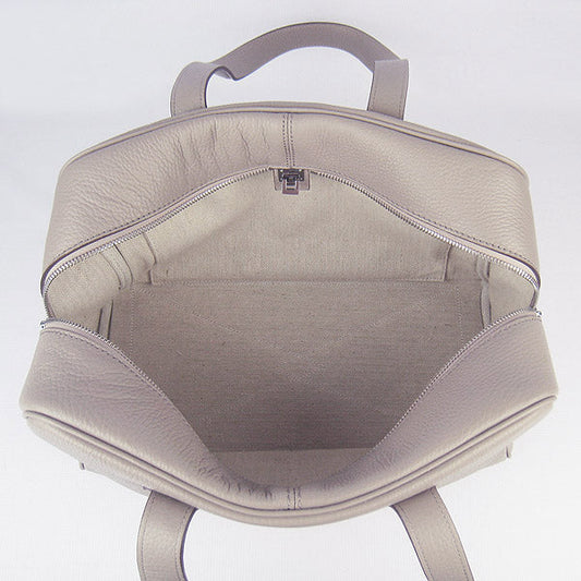 Hermes Luxury Togo Handbag Grey Leather Travel Bag