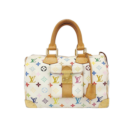 Louis Vuitton x Takashi Murakami Speedy 30 Lock Multicolor White Handbag Multicolor 13