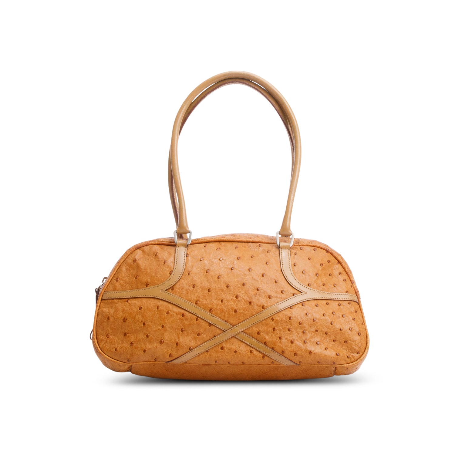 Prada Ostrich Shoulder Bag Brown