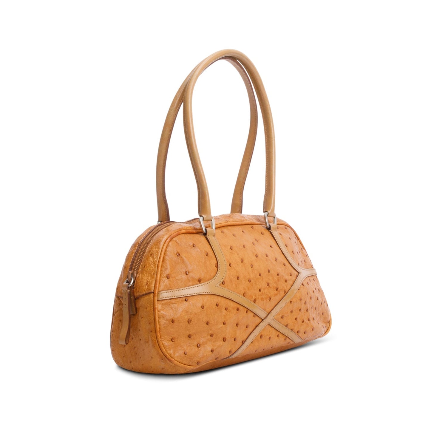 Prada Ostrich Shoulder Bag Brown