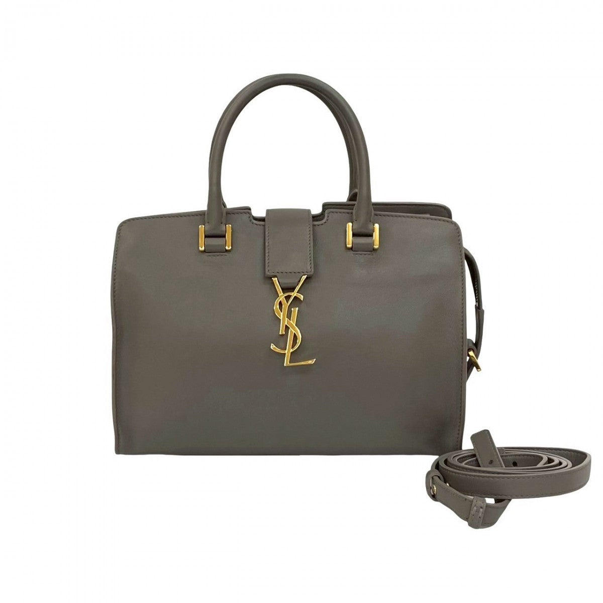 YSL Saint Laurent Yves Shoulder Bag Mosquito Bus Leather Gray Baby