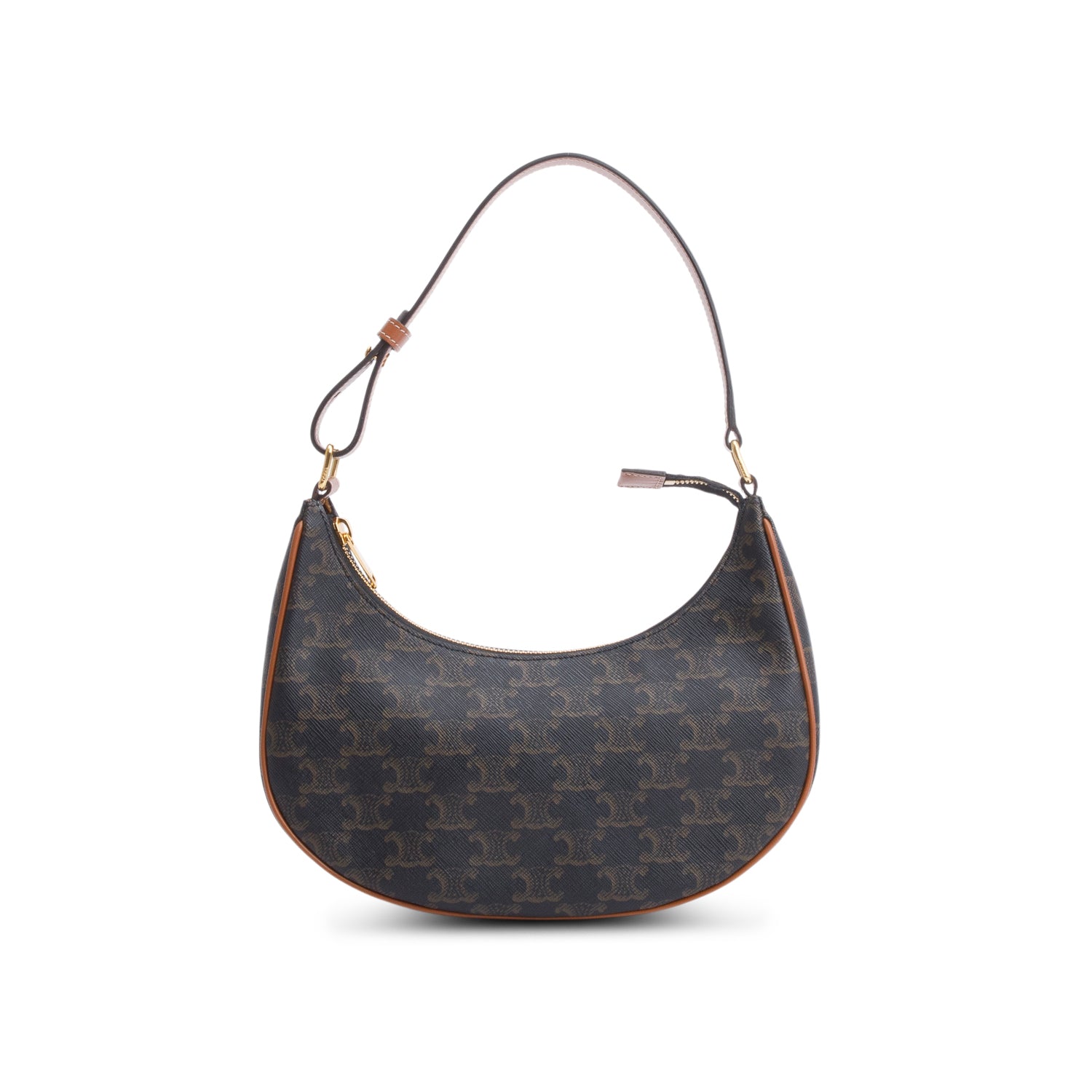 Celine Triomphe And Calfskin Ava Shoulder Bag Canvas Brown