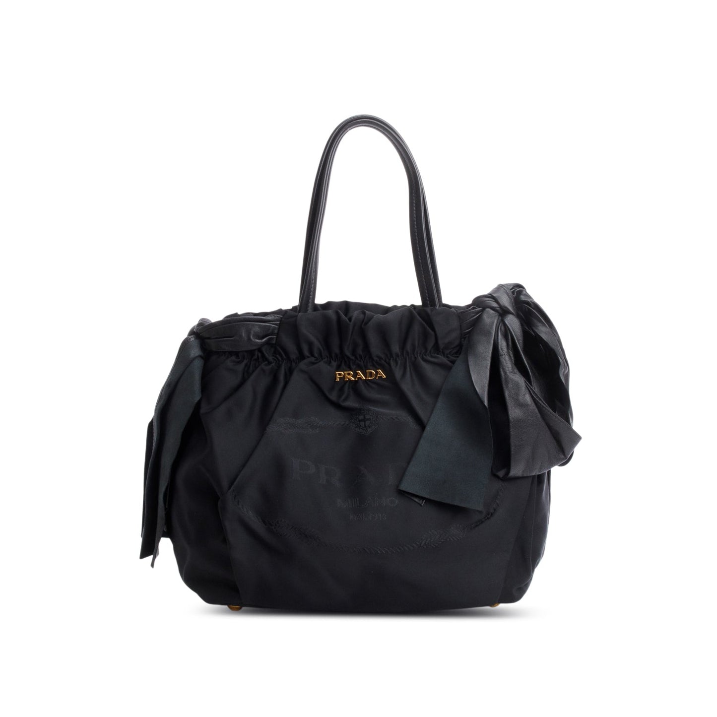 Prada Tessuto Bow Tote Bag Nylon Black