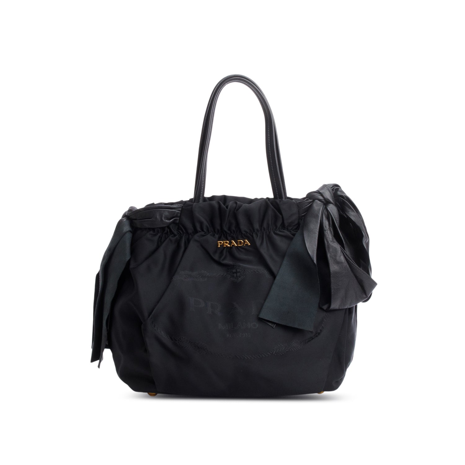 Prada Tessuto Bow Tote Bag Nylon Black