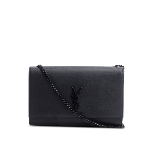 YSL Saint Laurent So Grain De Poudre Kate Bag Leather Black Travel Bag