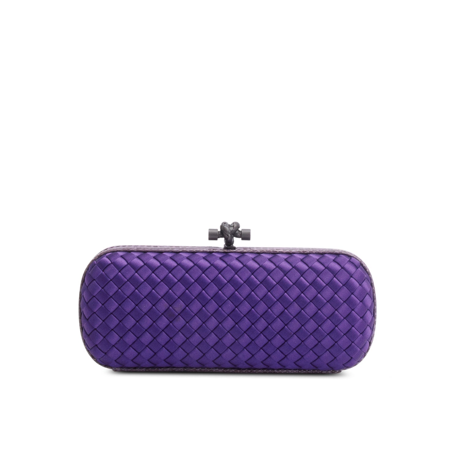 Bottega Veneta Purple Ayers Intreccio Impero Stretch Knot Clutch Satin Clutch Bag