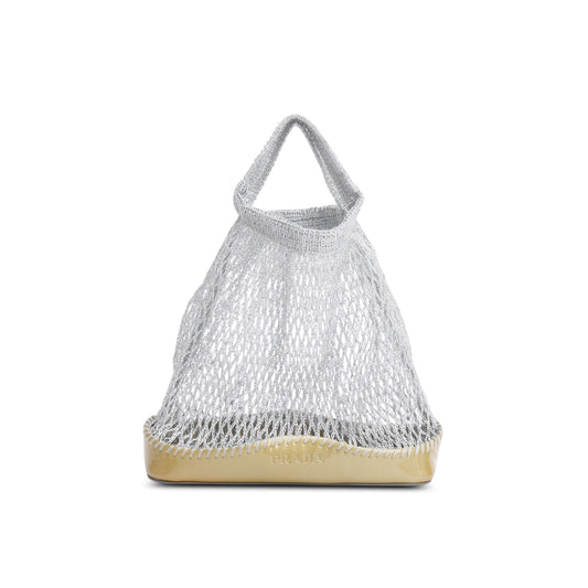 Prada Mesh Handle Bag Silver Mini Travel Bag