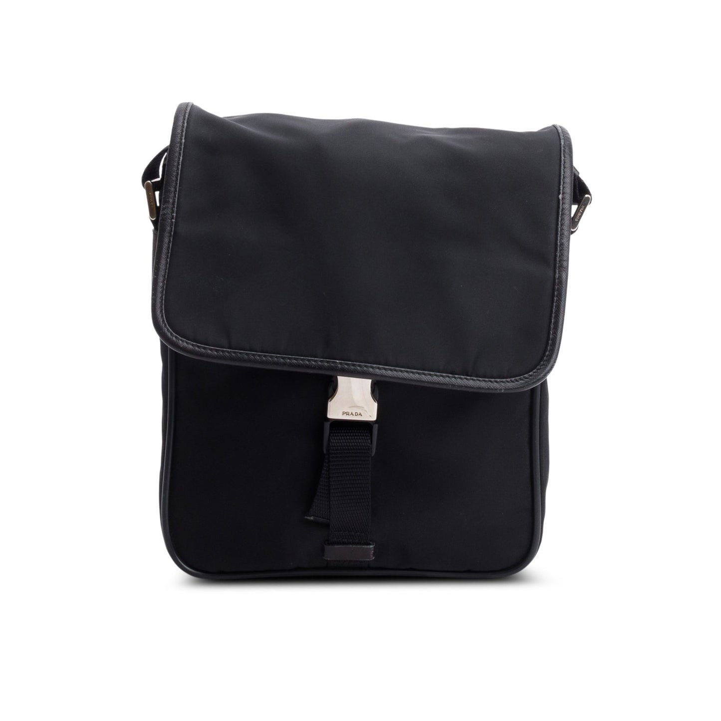 Prada Buckle Messenger Bag Nylon Black Travel Bag