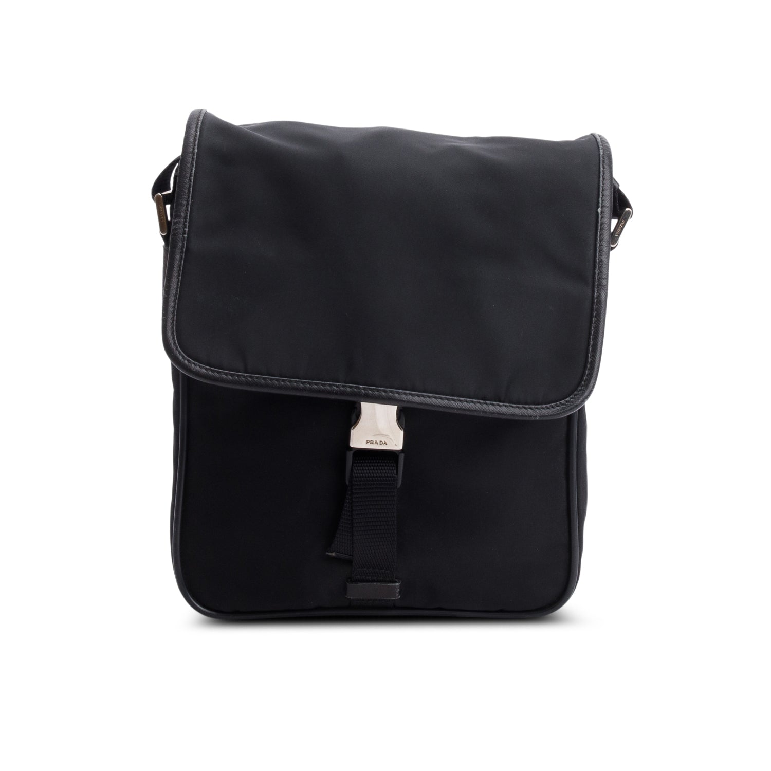 Prada Buckle Messenger Bag Nylon Black Travel Bag