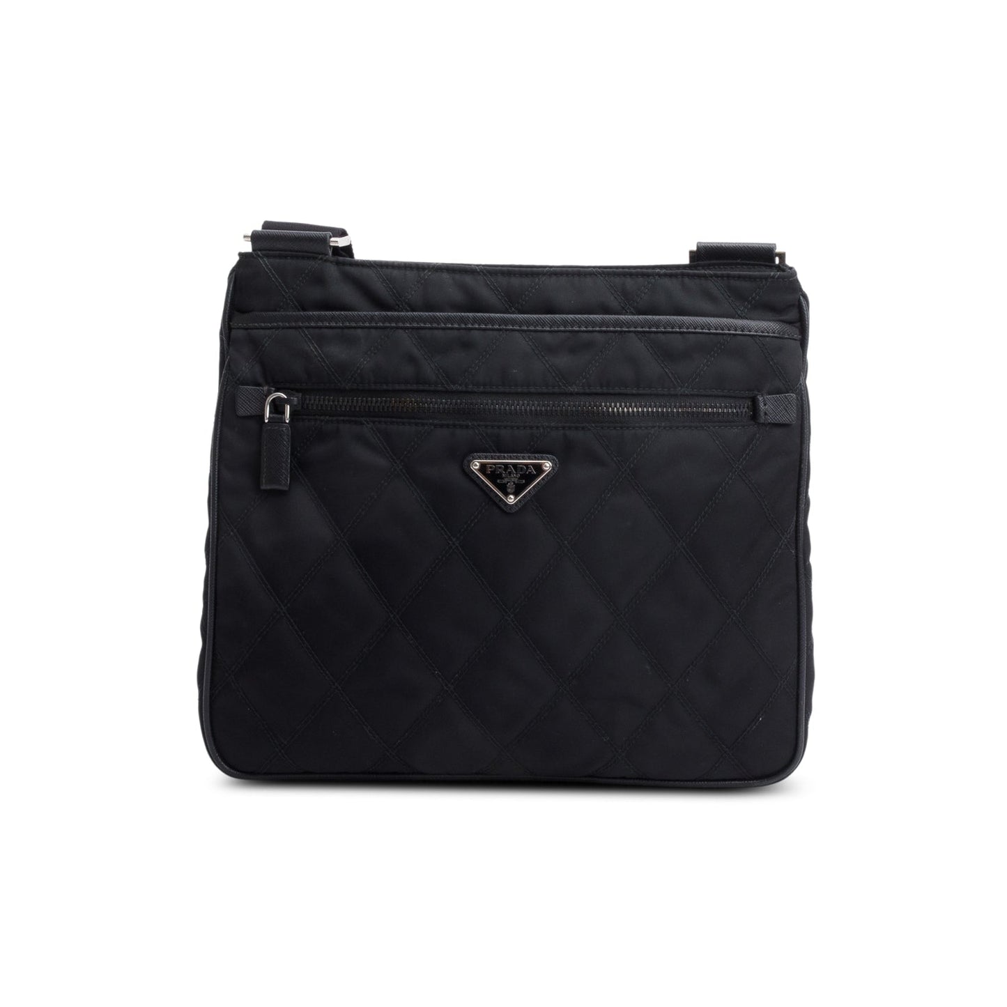 Prada Saffiano Trimmed Tessuto Messenger Bag Leather Nylon Travel Bag Messenger Bag