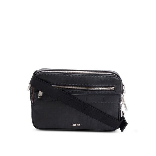 Dior Christian Oblique Galaxy Safari Messenger Pouch Handbag Leather Black Travel Bag