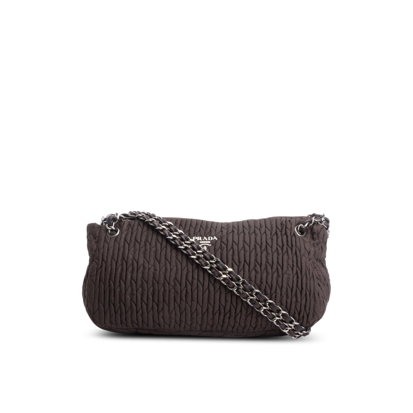 Prada Tessuto Gaufre Shoulder Bag Nylon Brown