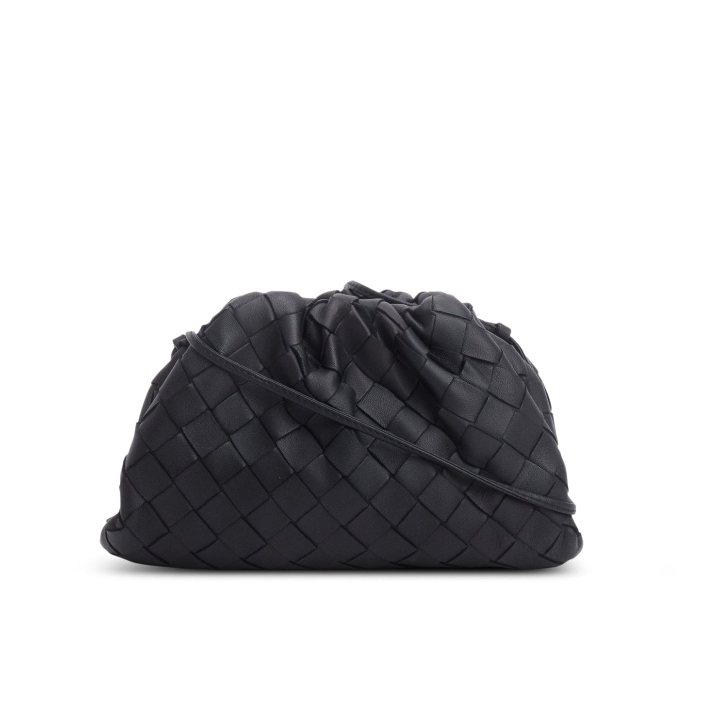 Bottega Veneta Blsck Calfskin Intrecciato The Pouch Travel Bag Leather Mini