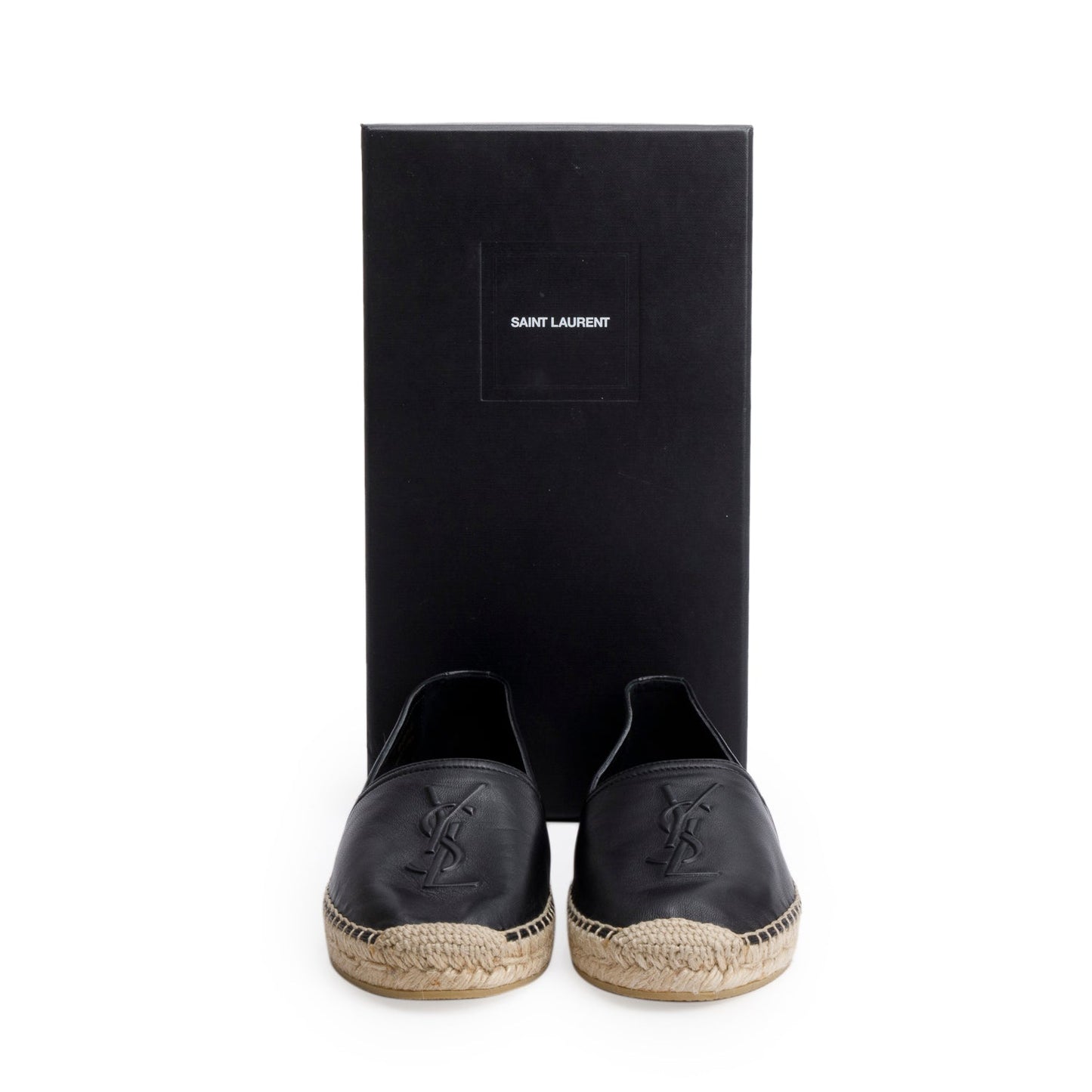 YSL Saint Laurent Lambskin Espadrilles Size Travel Bag Leather Black