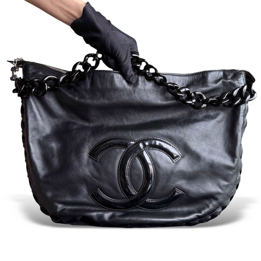 Chanel Shopping Tote - Calfskin Hardware Series 11 Quilted Black Tote Bag