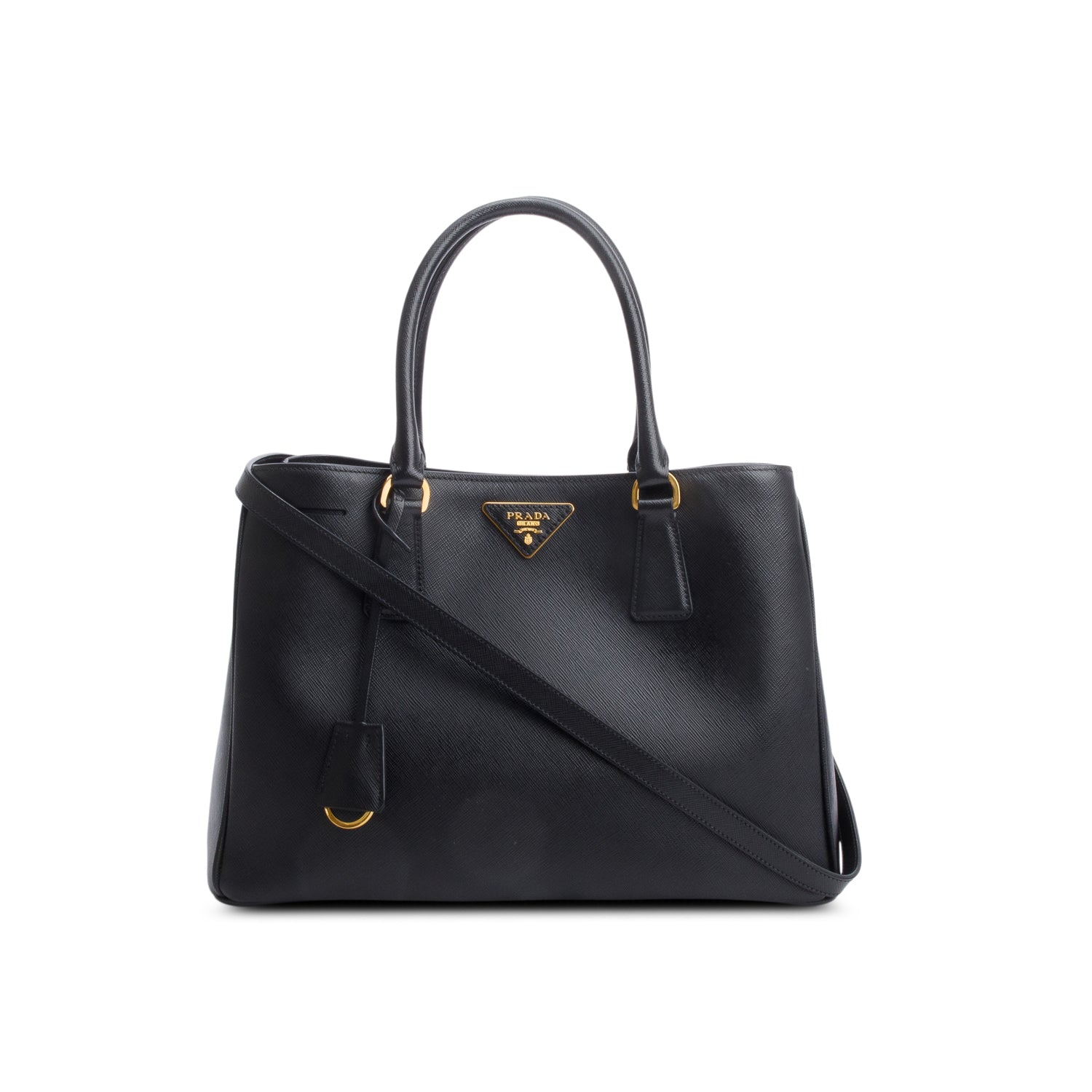 Prada Saffiano Lux Tote Handbag Leather Black Tote Bag