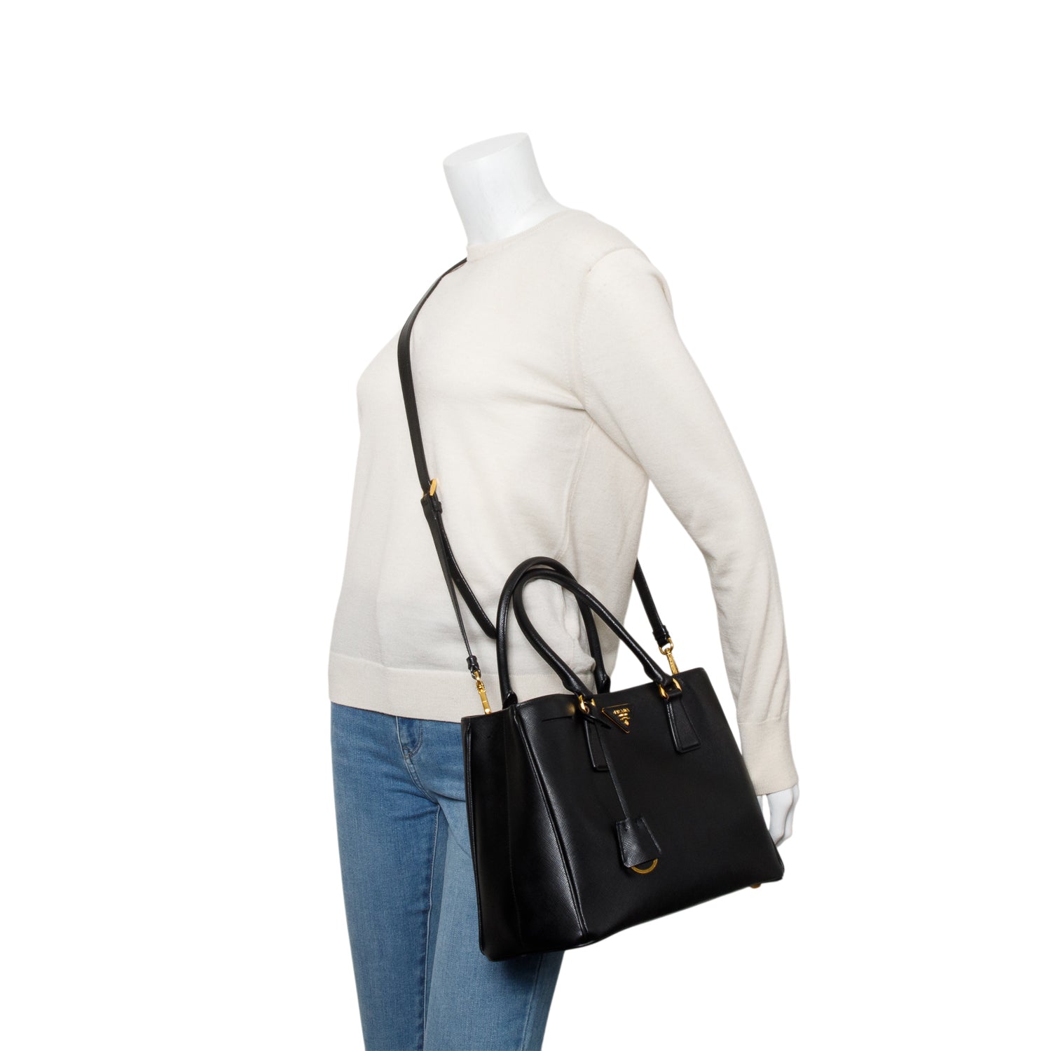 Prada Saffiano Lux Tote Handbag Leather Black Tote Bag