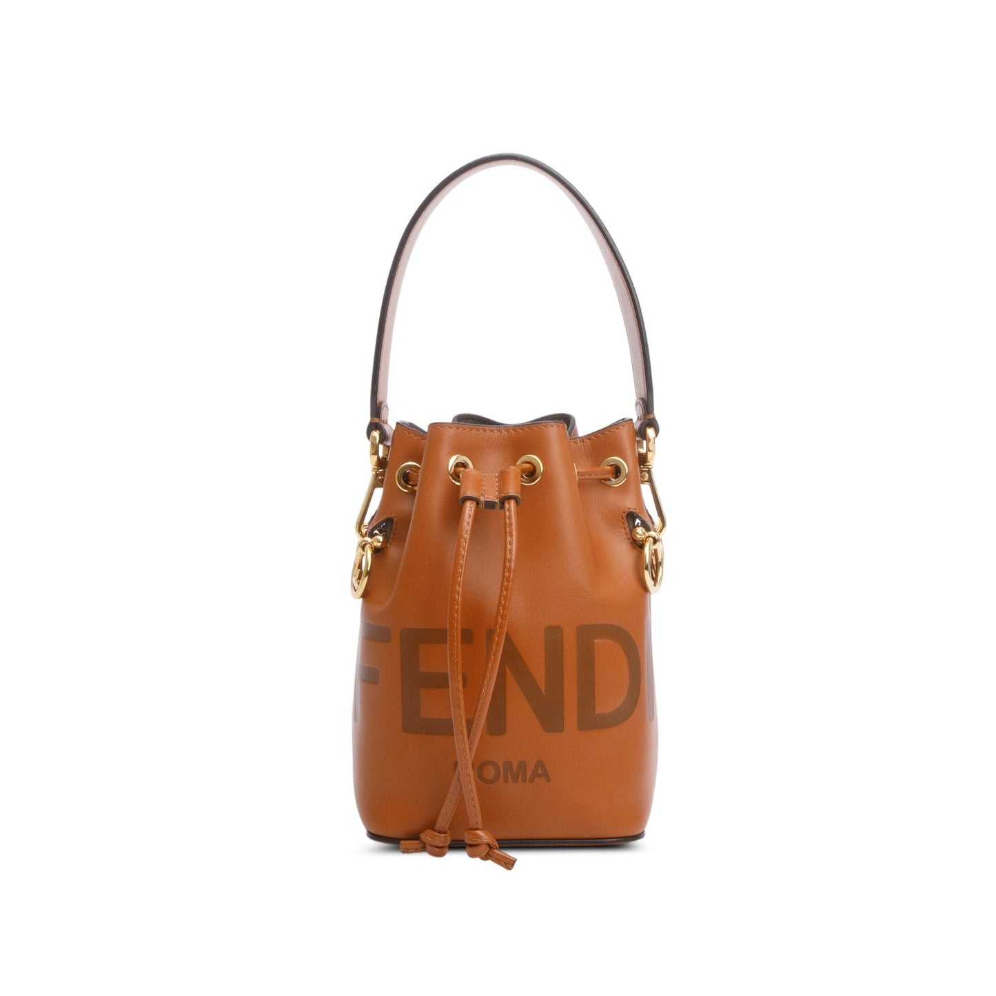 Fendi Vitello Embossed Mon Tresor Bucket Bag Brown Mini