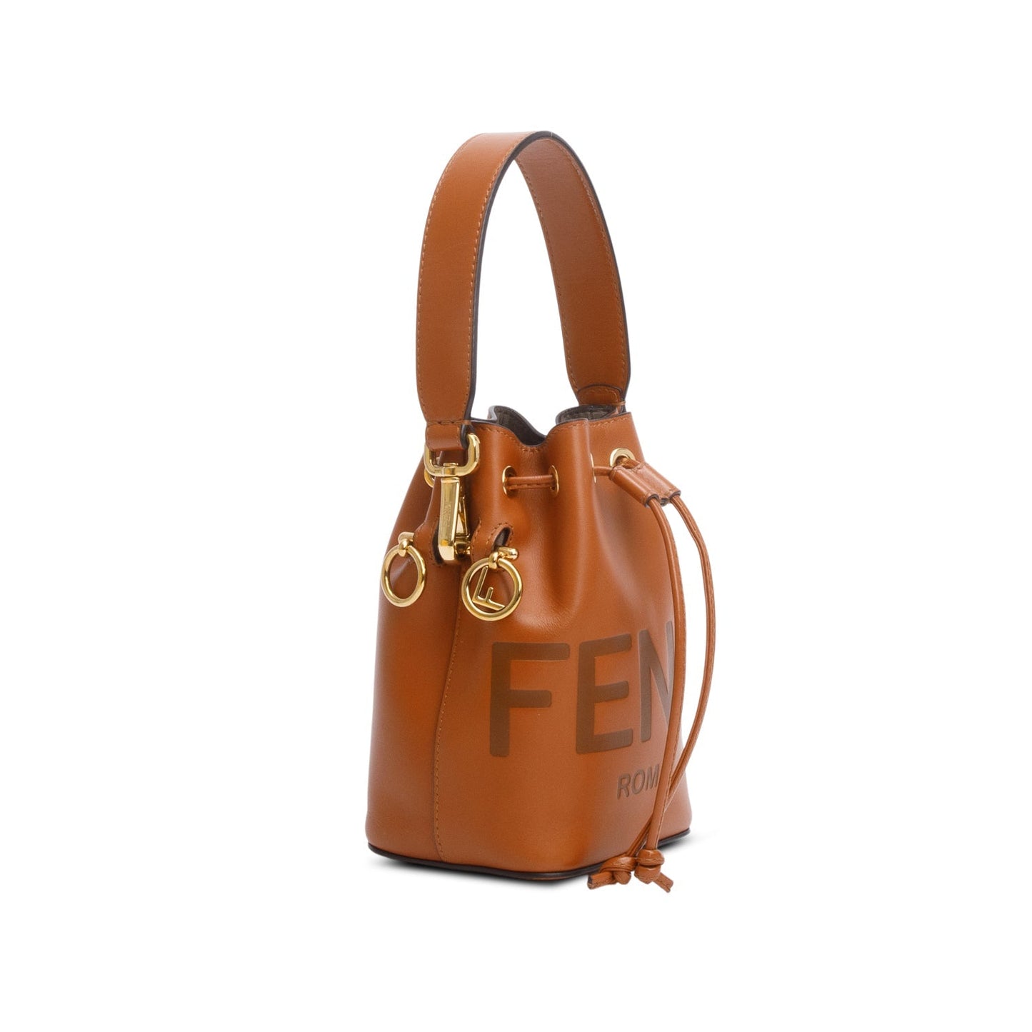 Fendi Vitello Embossed Mon Tresor Bucket Bag Brown Mini