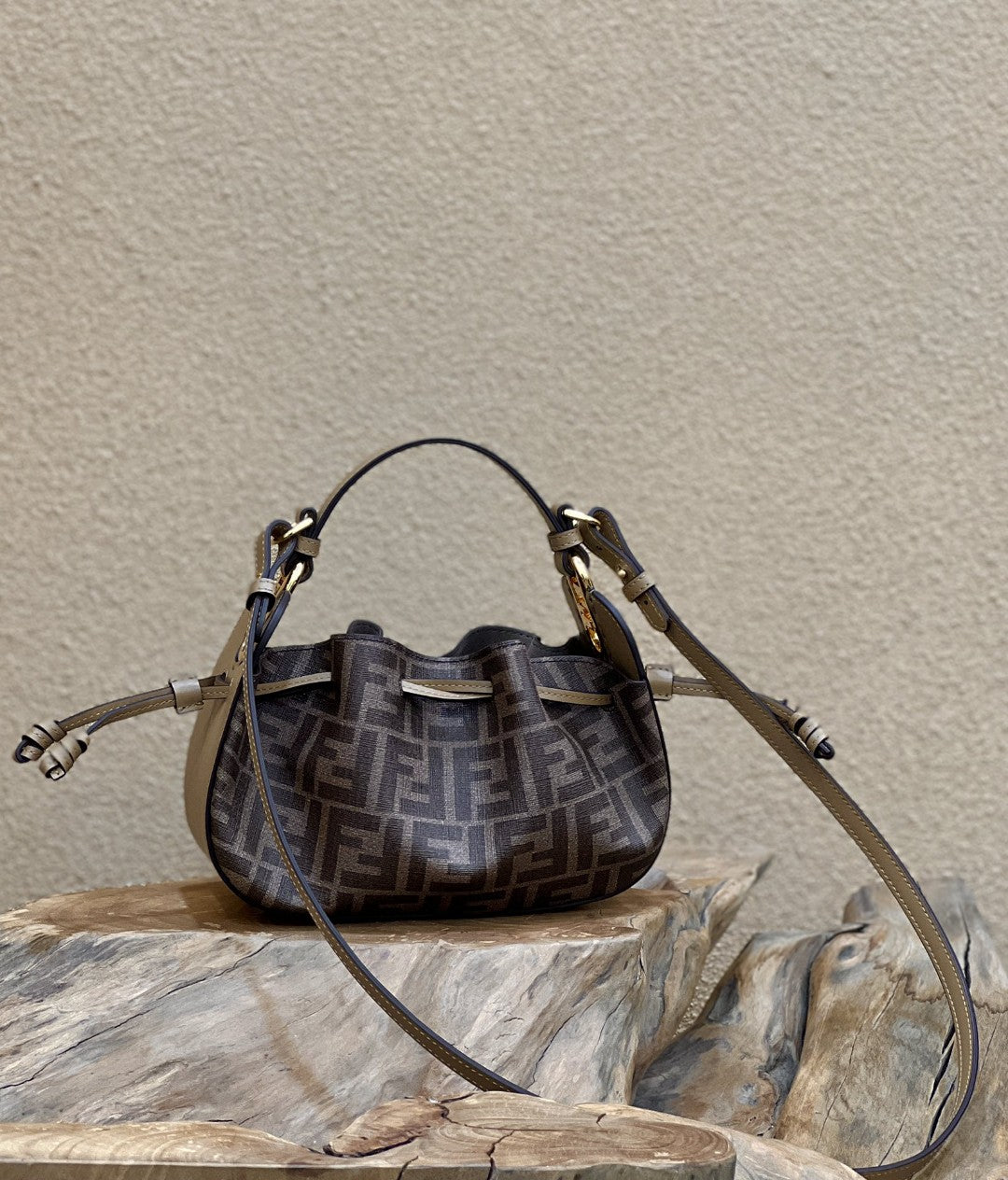 Fendi Pomodorino Ff Fabric Brown Mini Travel Bag