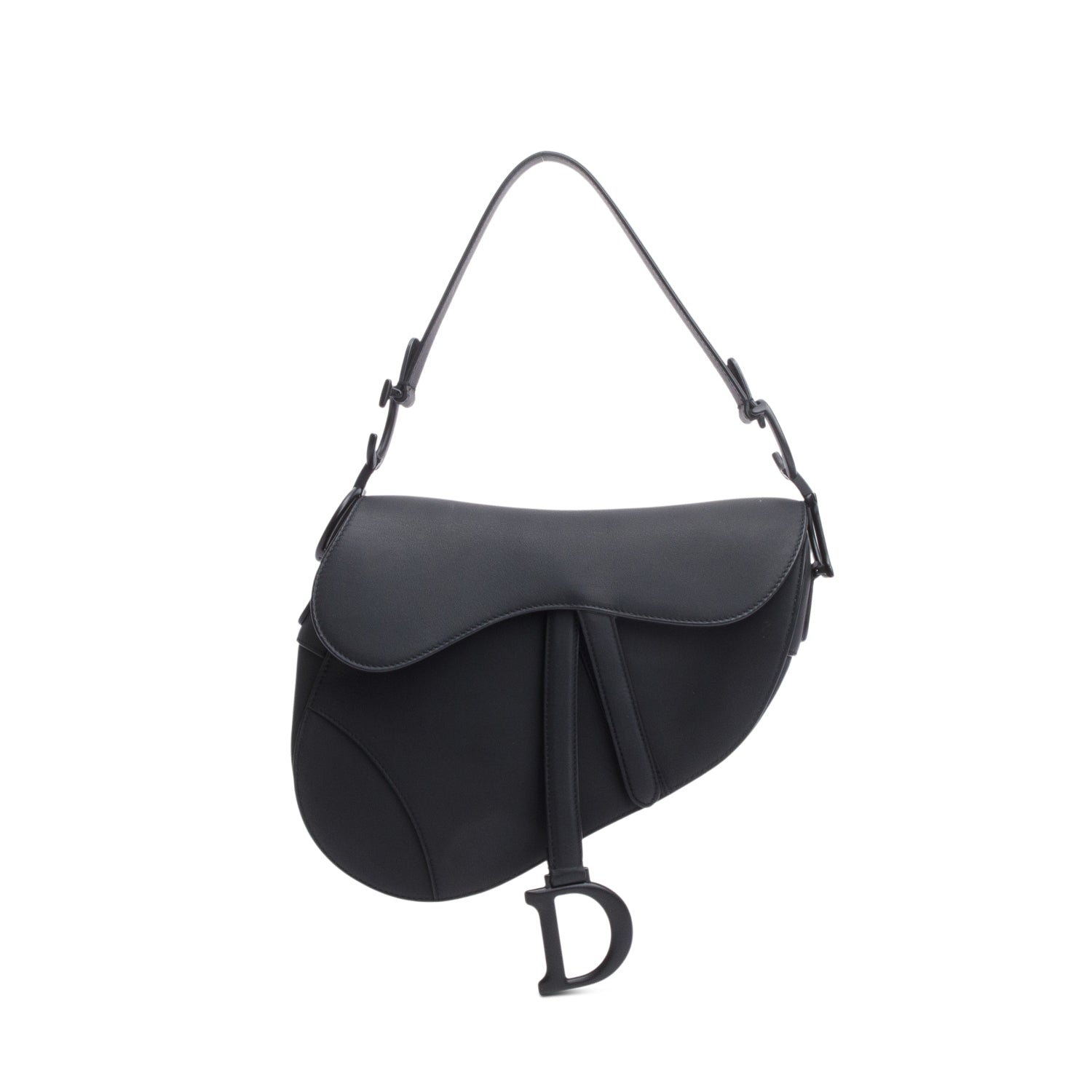 Dior Christian Ultramatte Calfskin Saddle Bag Leather Black Travel Bag Saddle Bag