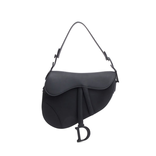 Dior Christian Ultramatte Calfskin Saddle Bag Leather Black Travel Bag Saddle Bag