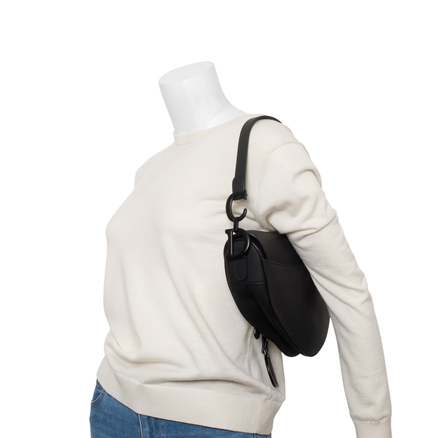 Dior Christian Ultramatte Calfskin Saddle Bag Leather Black Travel Bag Saddle Bag
