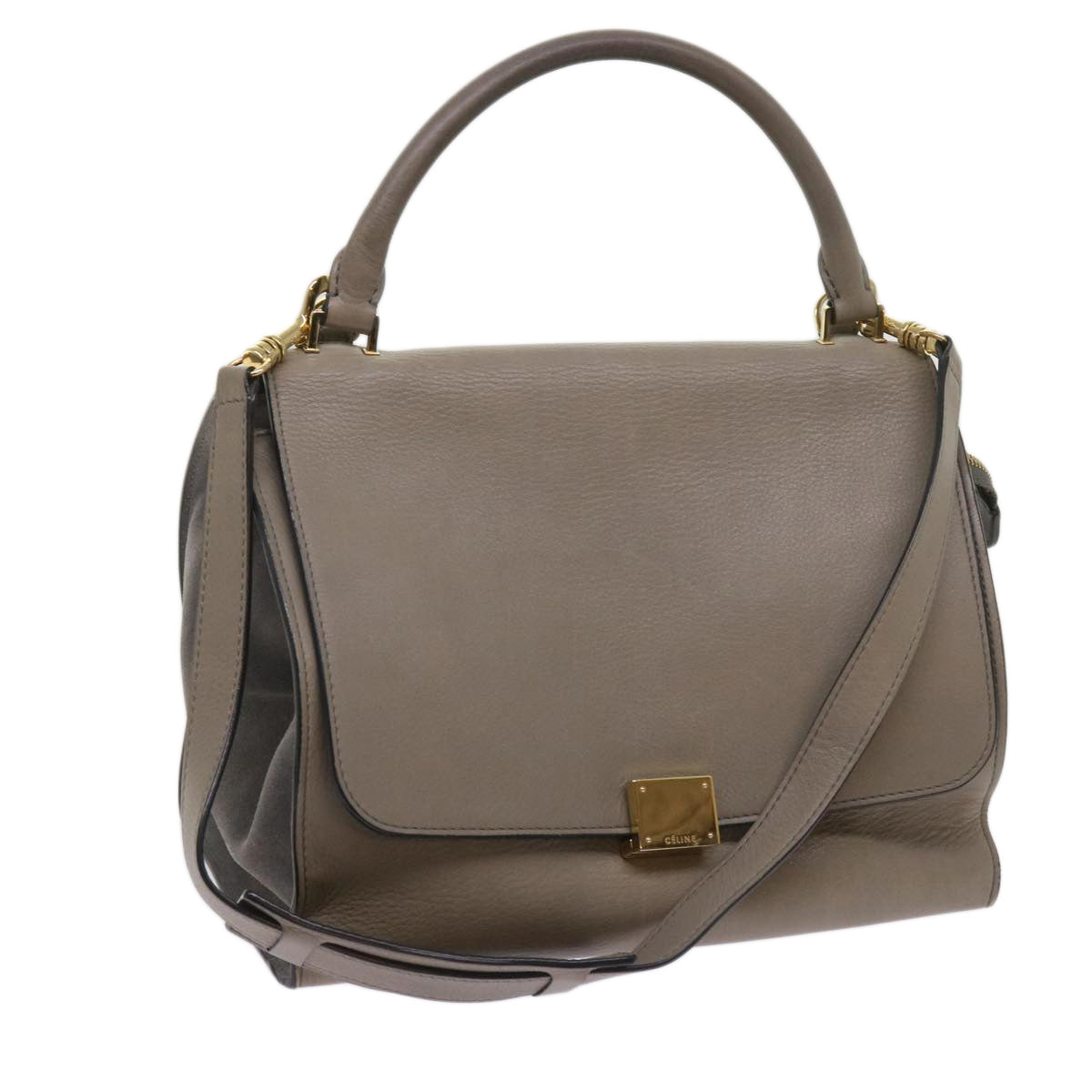 Luxury Trapeze Hand Bag Way Gray Leather Travel Bag