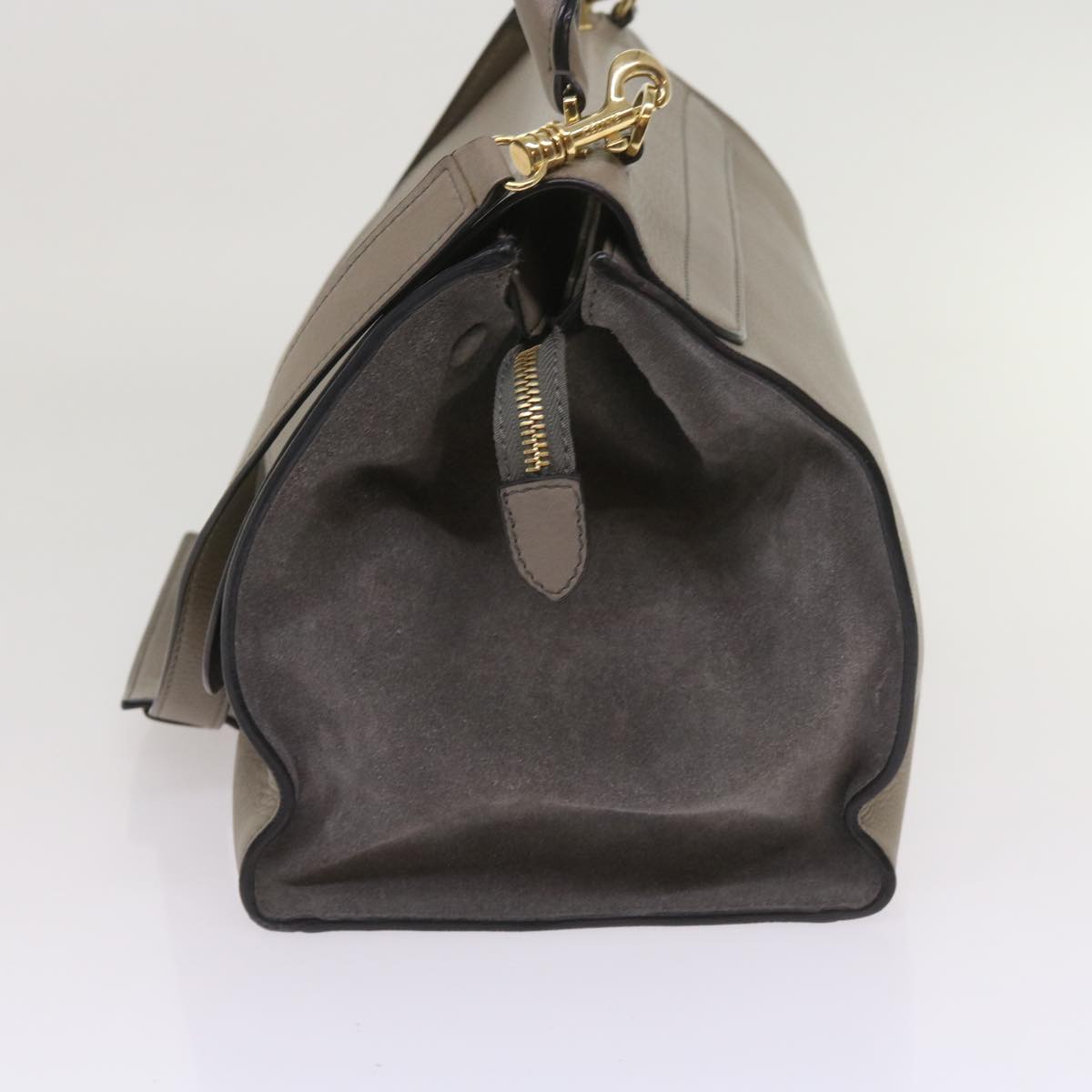 Luxury Trapeze Hand Bag Way Gray Leather Travel Bag