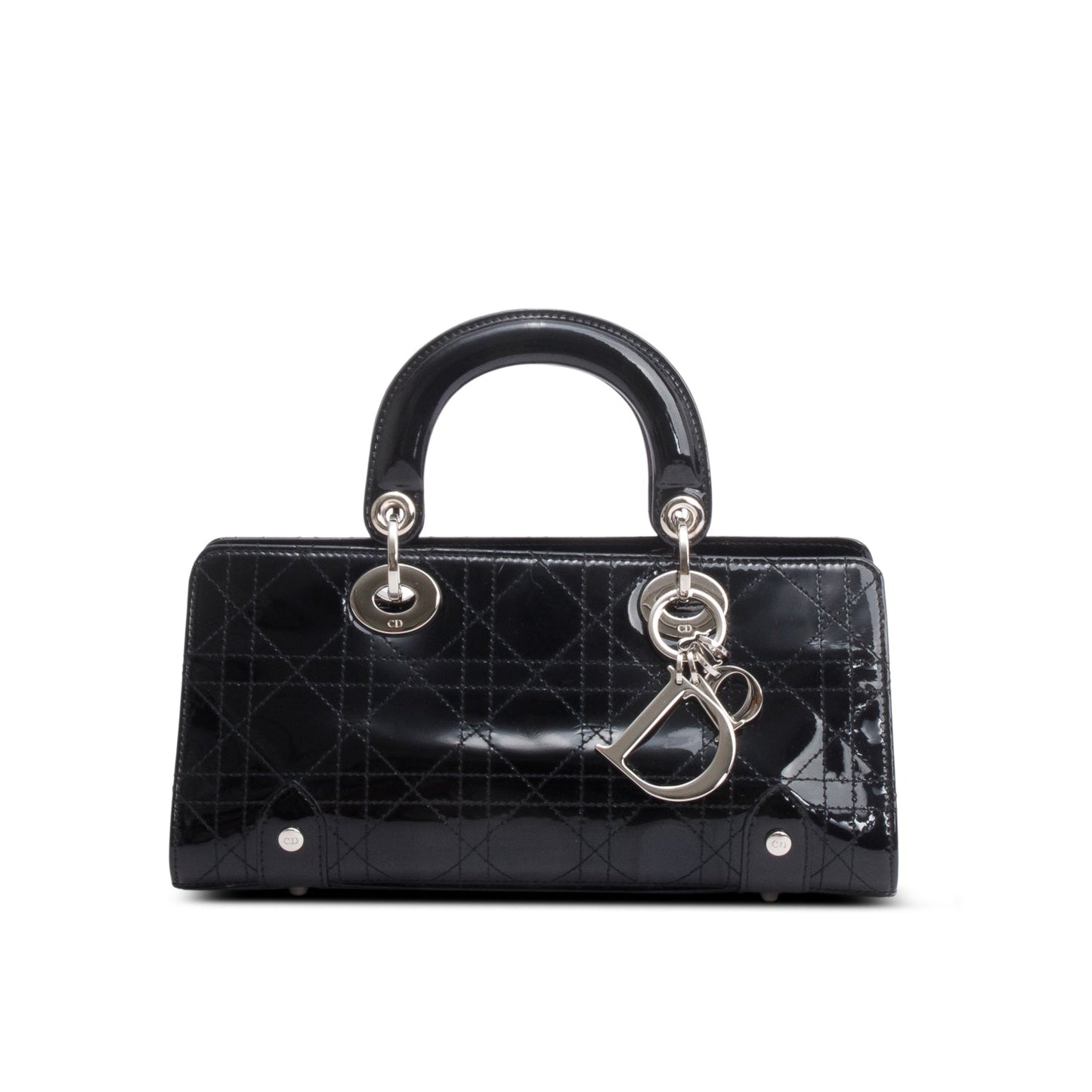Dior Christian Patent Cannage Calfskin East West Lady Leather Black Travel Bag