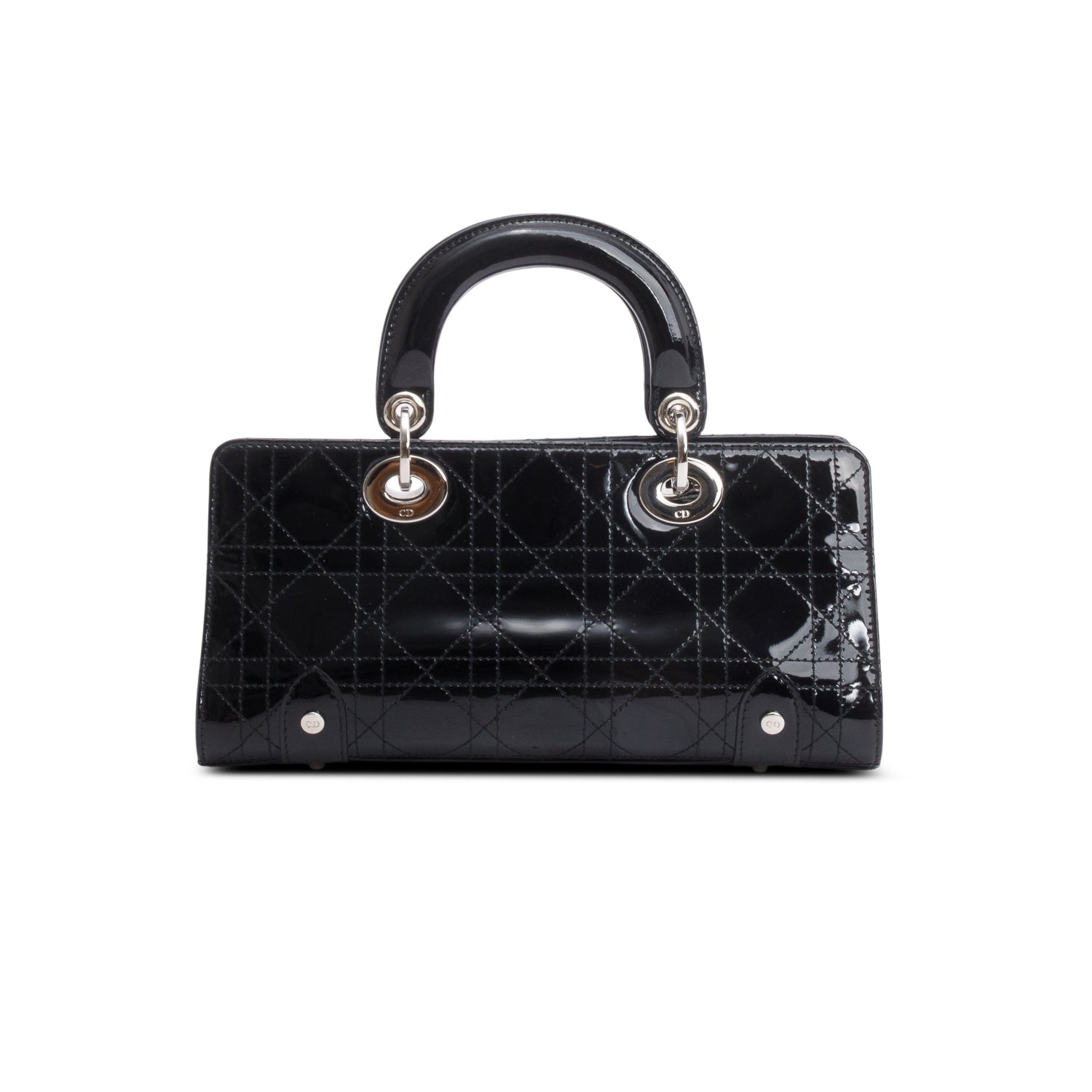 Dior Christian Patent Cannage Calfskin East West Lady Leather Black Travel Bag