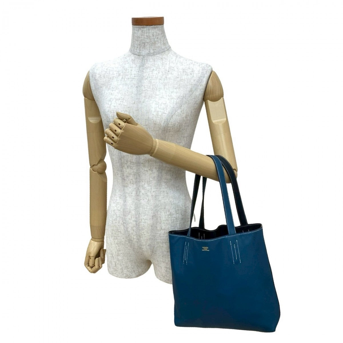 Hermes Tote Bag Doble Sense Leather Blue