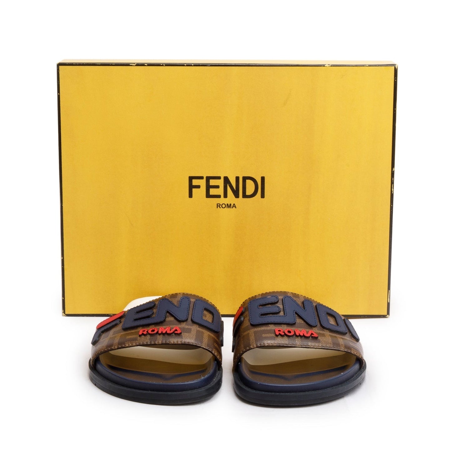 Fendi Fila Zucca Ff Rubber Slides Men Size Canvas Logo Travel Bag