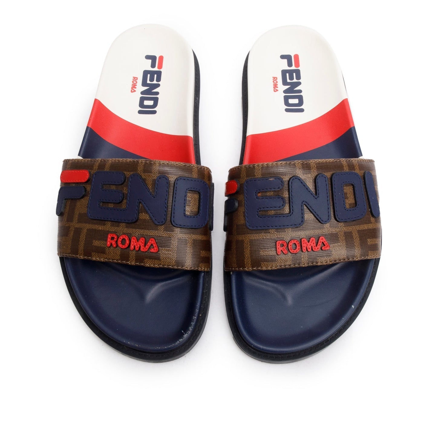 Fendi Fila Zucca Ff Rubber Slides Men Size Canvas Logo Travel Bag