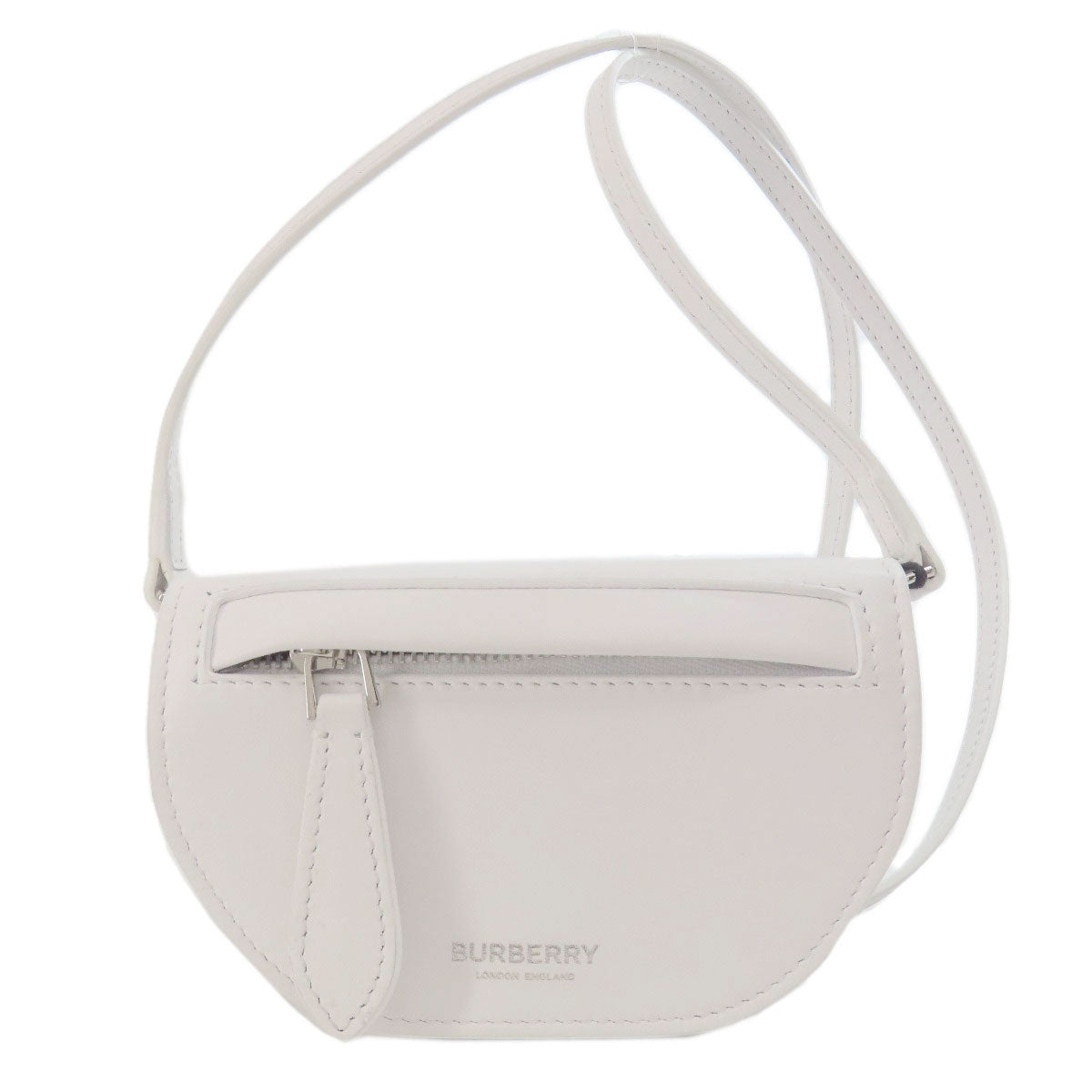 Burberry Shoulder Bag Pochette Leather White Mini