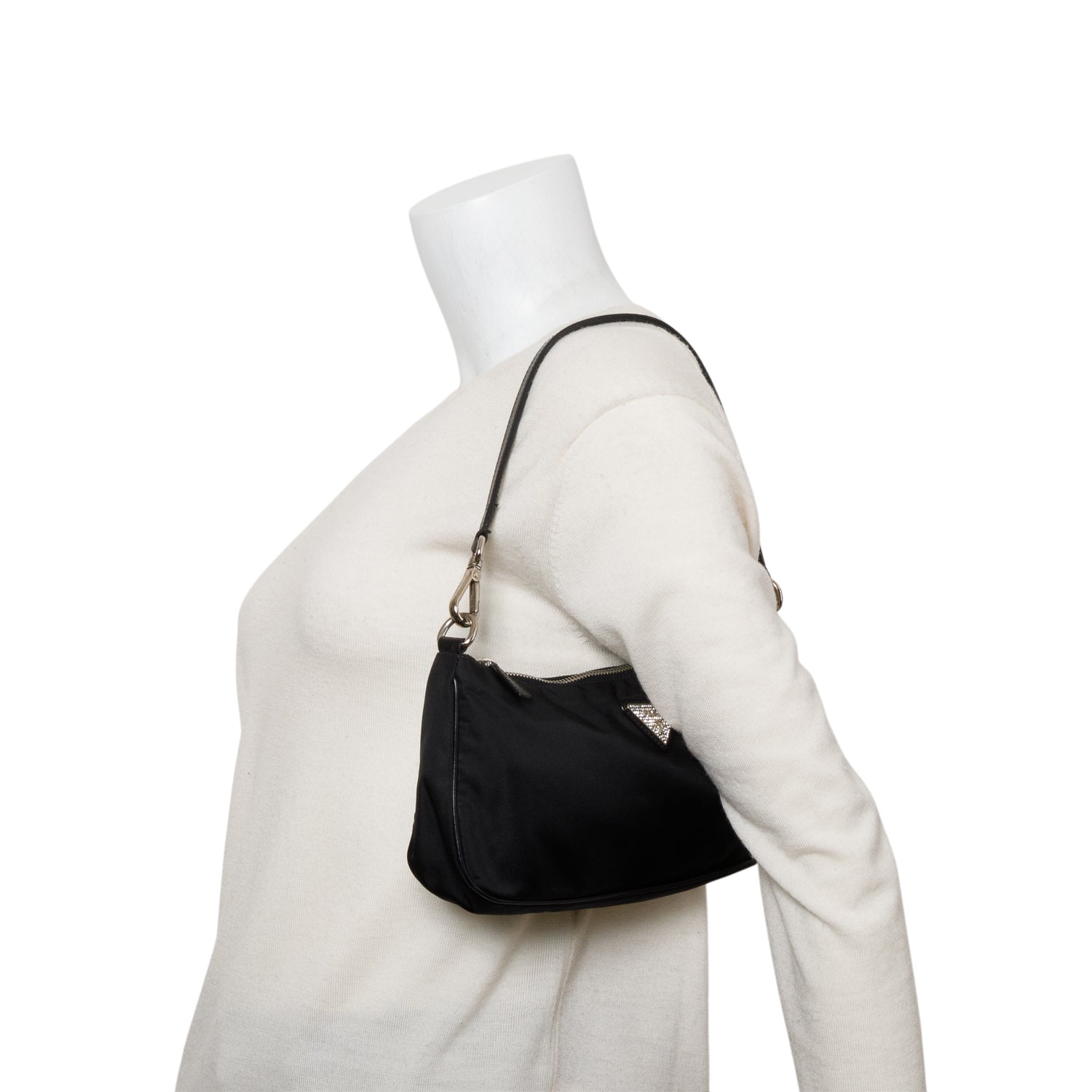 Prada Tessuto Pochette Handbag Nylon Black Travel Bag