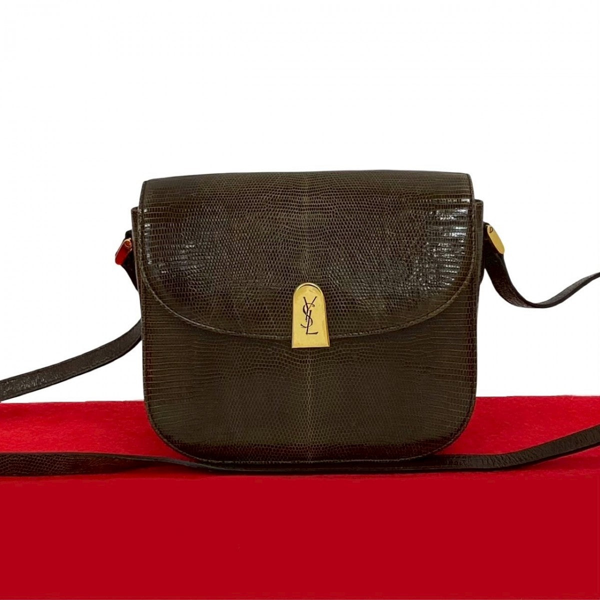 YSL Saint Laurent Shoulder Bag Women Leather Metal Brown