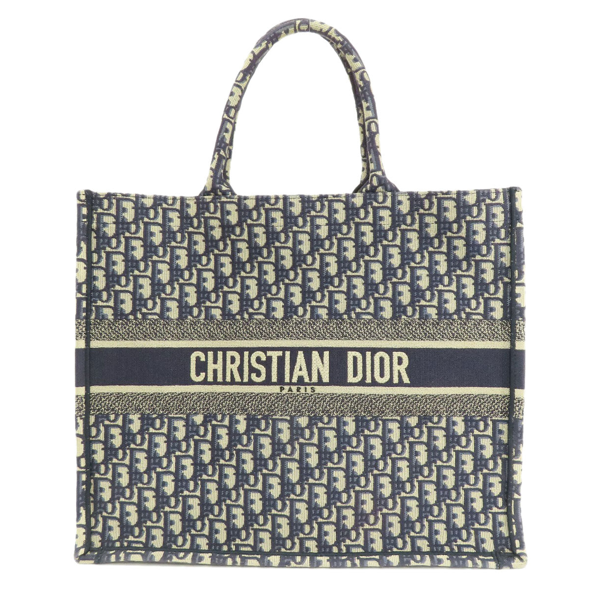 Dior Christian Tote Bag Navy Book Tote Women Canvas Large