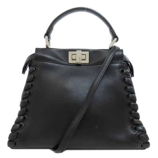 Fendi Handbag Peekaboo 2Way Leather Black Mini Travel Bag